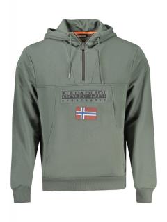Hanorac cu fermoar barbati, cu logo brodat, Regular fit, verde