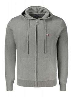 Hanorac cu fermoar barbati, cu mini logo brodat, Regular fit, gri deschis
