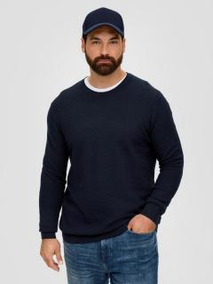 Pulover barbati big size, subtire cu decolteu la baza gatului, Bleumarin