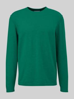 Pulover barbati big sizes tricotat, cu decolteu la baza gatului, Verde