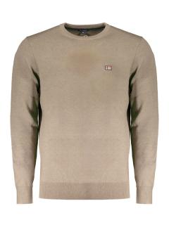 Pulover barbati cu decolteu la baza gatului, logo, Regular Fit, Maro