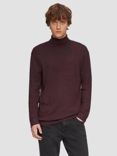Pulover barbati cu guler inalt, Regular fit, Visiniu