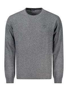 Pulover barbati, cu mini logo brodat, Regular fit, gri inchis
