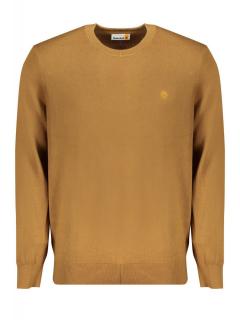 Pulover barbati, cu mini logo brodat, Regular fit, maro deschis