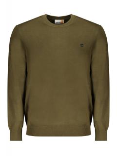 Pulover barbati, cu mini logo brodat, Regular fit, verde inchis