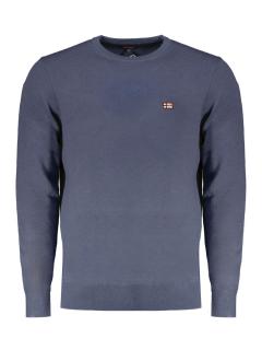Pulover barbati fara fermoar cu decolteu la baza gatului, logo, Indigo