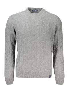 Pulover pe gat barbati, Regular fit, gri