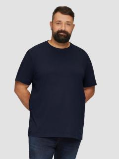 Tricou barbati big sizes, cu decolteu la baza gatului, cu logo, Bleumarin inchis