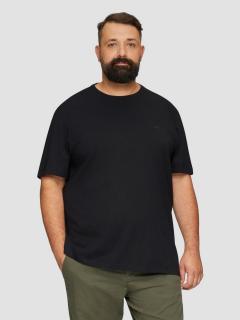 Tricou barbati big sizes, cu decolteu la baza gatului, cu logo, Negru