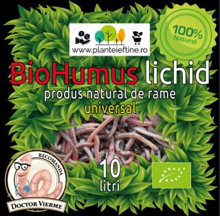 Biohumus lichid 10 litri , ingrasamant natural universal , produs de rame