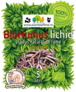 Biohumus lichid 5 litri , ingrasamant natural universal , produs de rame