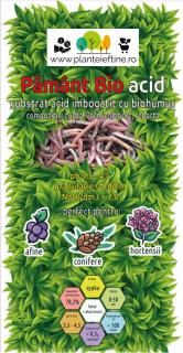 Pamant bio acid 25 litri, pentru afine , conifere , hortensii , substrat premium imbogatit cu biohumus de rame