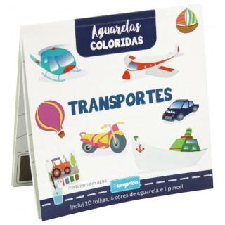 Carte de colorat cu acuarele Transport