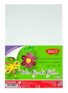 Hartie gumata autoadeziva glitter 10 coli Alb DACO HG420W