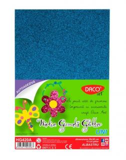 Hartie gumata autoadeziva glitter 10 coli Albastru DACO HG420A