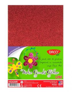 Hartie gumata autoadeziva glitter 10 coli Rosu DACO HG420R