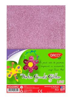 Hartie gumata autoadeziva glitter 10 coli Roz DACO HG420RZ