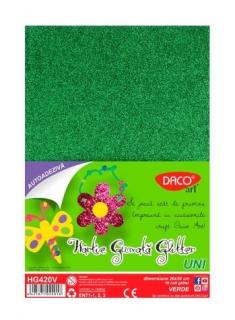Hartie gumata autoadeziva glitter 10 coli Verde DACO HG420V