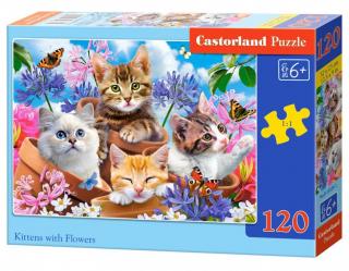 Puzzle 120 piese Kittens with Flowers - Castorland 13524