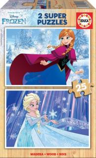 Puzzle 2 x 25 piese de lemn Frozen Educa 16801
