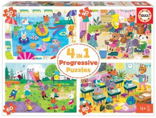 Puzzle 20+40+60+80 piese Day in the School Educa 18904