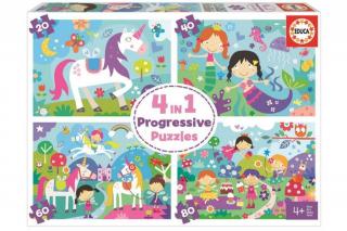 Puzzle 20+40+60+80 piese Fantasy Village EDUCA 18905