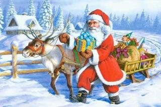 Puzzle 24 piese carte postala Santa and Reindeer 900527 Castorland