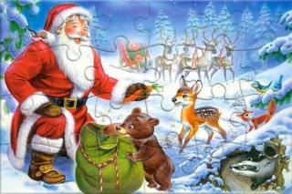 Puzzle 24 piese carte postala Santa and The Bear 900534 Castorland