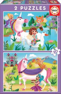 Puzzle 2x20 piese Junior Unicorns  Fairies 18064