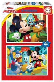 Puzzle 2x48 piese cu Mikey Mouse Fun House Educa 19312