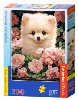 Puzzle 300 piese Pomeranian Puppy in Roses 030552 Castorland