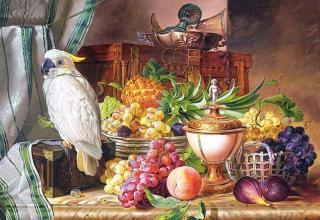 Puzzle 3000 piese Still Life With Fruit and a Cockatoo 300143