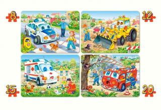 Puzzle 4 in 1 (8+12+15+20 piese) Funnty Vehicles 4324