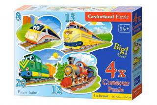 Puzzle 4 in 1 (8+12+15+20 piese) Funny Trains 43033