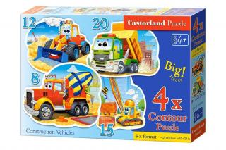 Puzzle 4 in 1 (8+12+15+20 piese) Masinarii de Constructie 43040