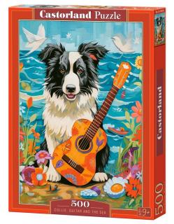 Puzzle 500 piese Collie, Guitar and the Sea 054008 Castorland