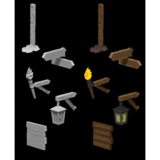 WizKids Deep Cuts Unpainted Miniatures - Signs  lights