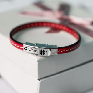 Bratari Martisor cu Nume, Dama, Piele