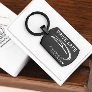Breloc auto personalizat, Drive Safe, Crom negru