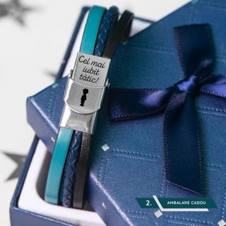 Cadou Barbati - Bratara din Piele  Personalizata cu Mesaj  pentru TATIC