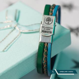 Cadou proaspata Mamica - Bratara din piele Personalizata cu mesaj