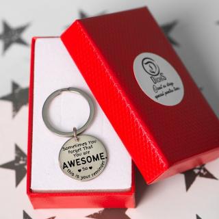 Martisor Breloc cu Mesaj Recunostinta, otel inoxidabil, gravura personalizata