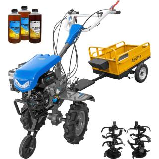Motocultor DKD 950 G motor 7 CP benzina 2+1 viteze latime lucru 95 cm freze roti cauciuc 4.00x8  capota cu far LED remorca 3l ulei