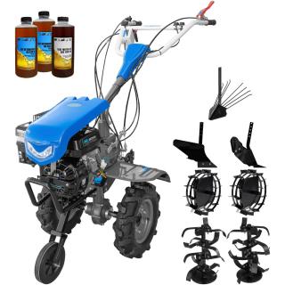 Motocultor DKD 950 G motor 7 CP benzina 2+1 viteze latime lucru 95 cm freze roti cauciuc 4.00x8  capota cu far LED roti metal plug arat rarita reglabila plug cartofi 3l ulei