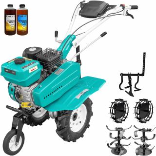 Motosapa DKD 500 motor 7 CP benzina 2+1 viteze freze 56-84 cm freze roti cauciuc 4.00x8" roata frontala roti metal cultivator 2l ulei