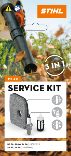 STIHL Kit Service 36 cu filtru de fleece, bujie, filtru de combustibil pentru suflanta BG 56 / BG 66 / BG 86 / BR 200 si aspiratoare cu tocator SH 56 / SH 86 / SR 200