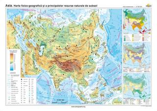 Asia: Harta fizico-geografica si a principalelor resurse naturale de subsol