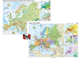 Europa: Harta fizico-geografica   Harta politica - DUO PLUS