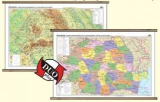 Romania: Harta fizico-geografica    Harta administrativa - DUO PLUS