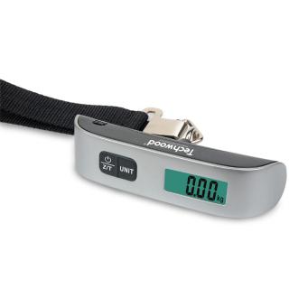 Cantar digital de mana pentru bagaje Techwood, afisaj LCD functia TARE, maxim 50 kg, argintiu